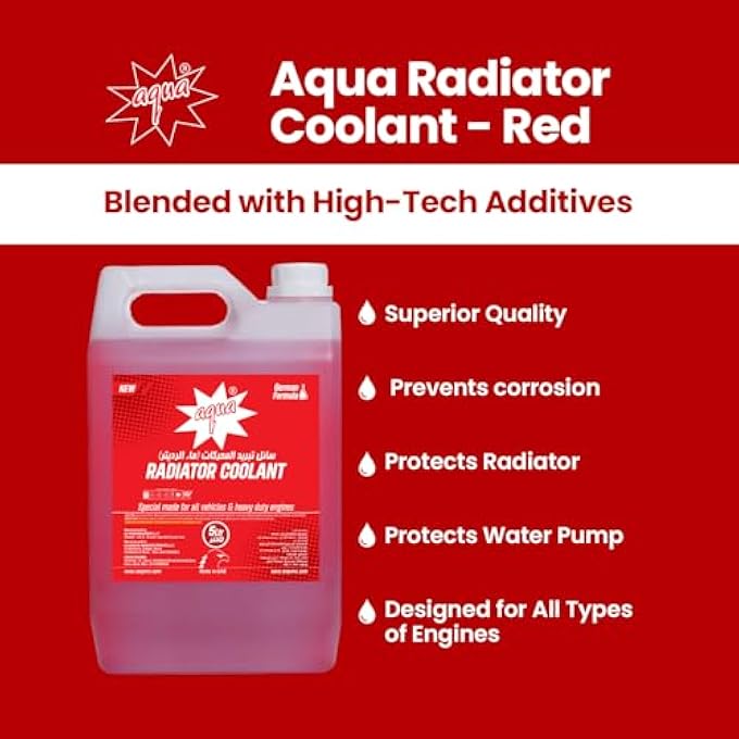 أكوا سائل تبريد الرادياتر بمحرك فورمولا 1 جالون ألماني أحمر | سائل تبريد المحرك عالي الأداء | مضاد تجمد عمر طويل لجميع المركبات | الحماية من التآكل والحرارة الزائدة - Image 5